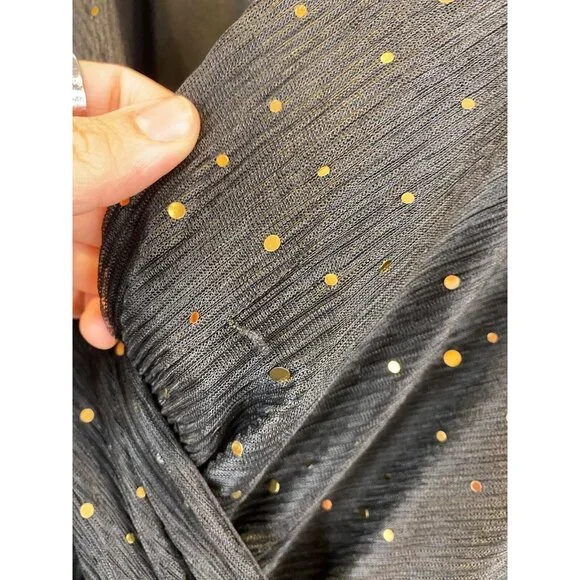 Baltic Born Abigail Sparkle Gown Black Gold Sequins Semi Sheer V Neck Medium New - Picture 12 of 14